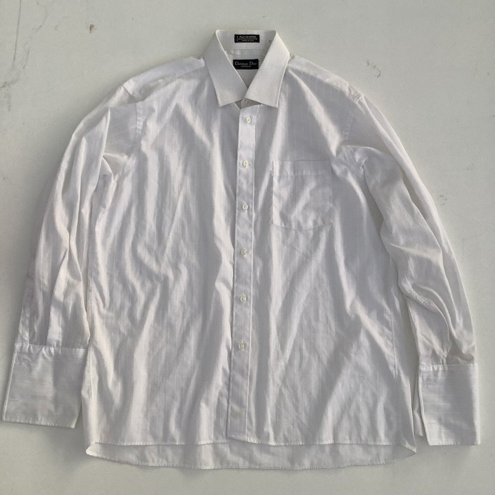 Christian Dior Vintage White Button Up Dress Shirt Mens US L / EU 52-54 / 3